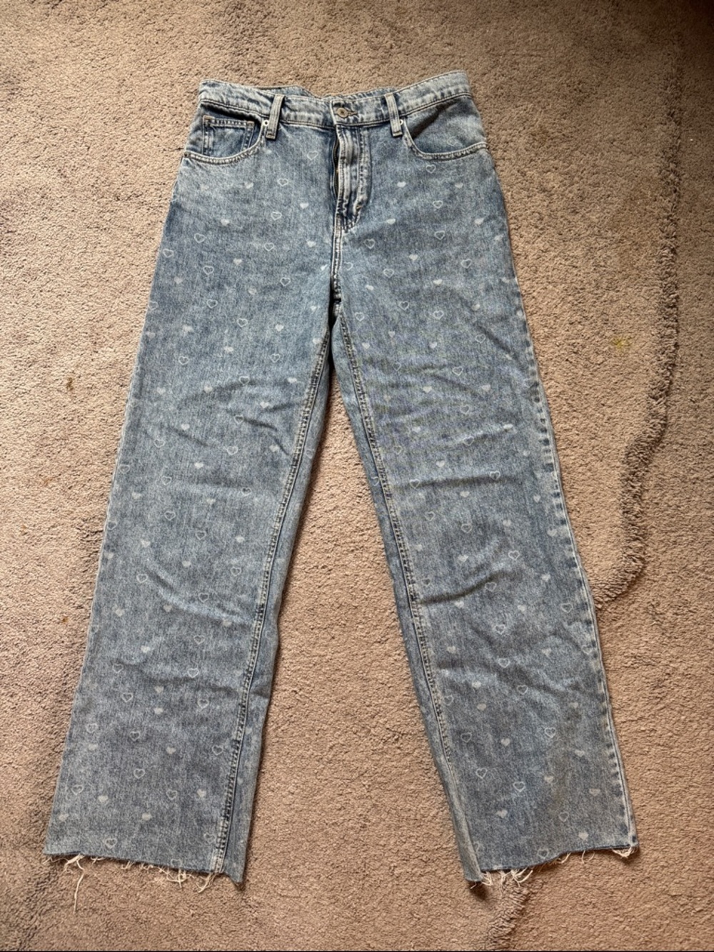 Lucky Brand Light Blue Heart-Print Straight Jeans